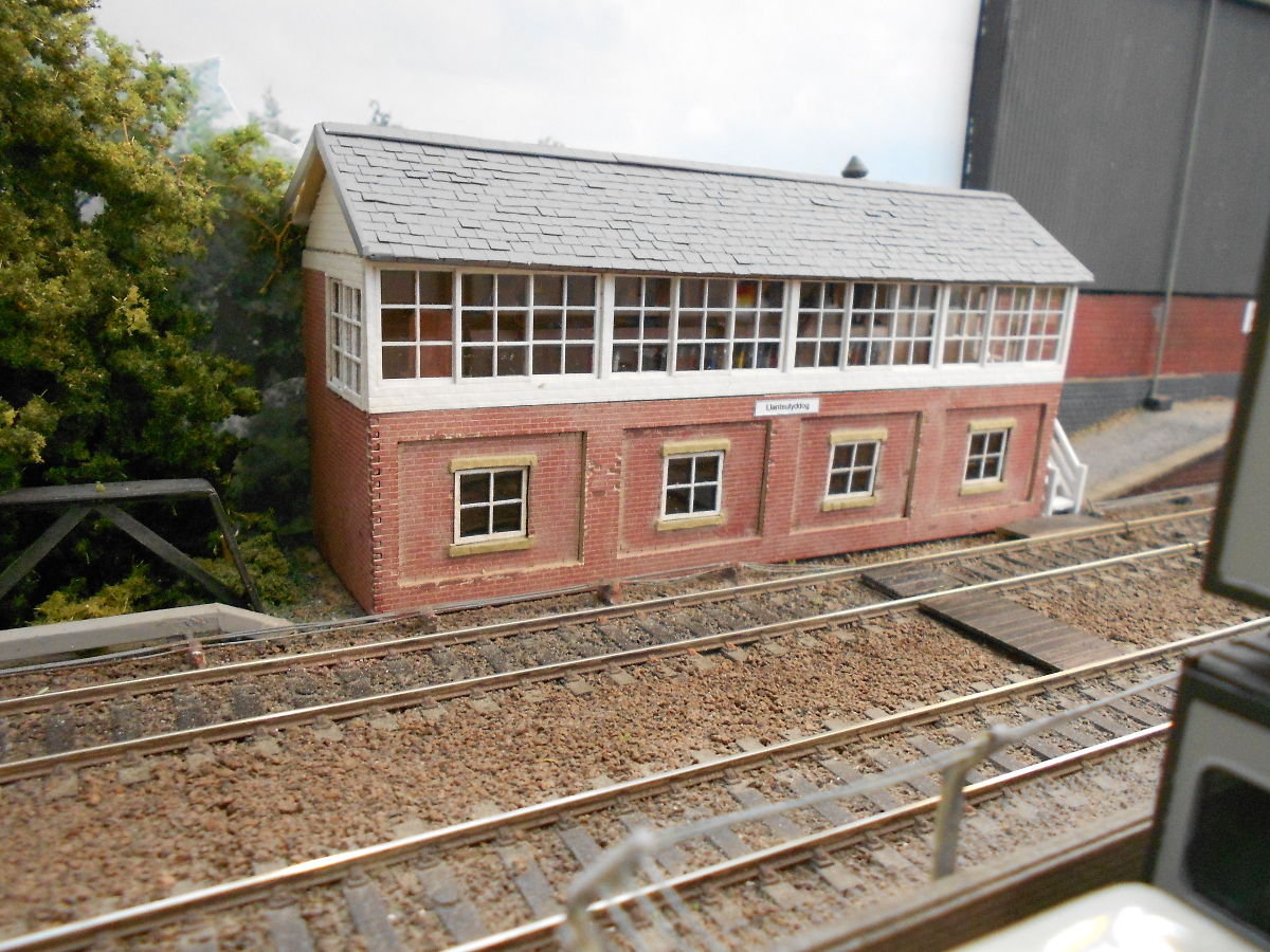 "Llanteulyddog signal box, a conversion of the Large Signal Box kit to represent the Haverfordwest box in South West Wales, with two signal box interior kits."